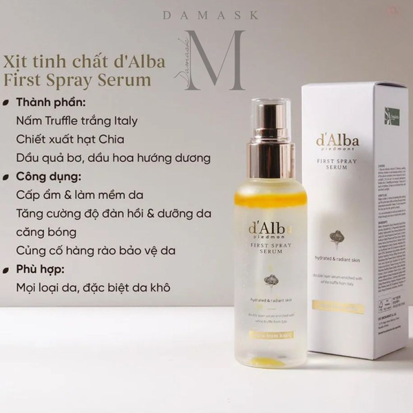 Serum dạng xịt khoáng căng bóng da D'Alba 100ml