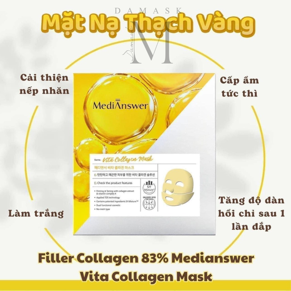 Mặt nạ thạch vàng MediAnswer Vita Collagen Mask 37g hộp 5 miếng