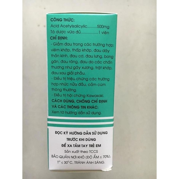 Aspirin pH8 500mg/Giảm đauhạ sốtchống viêm/thuốc tân dược