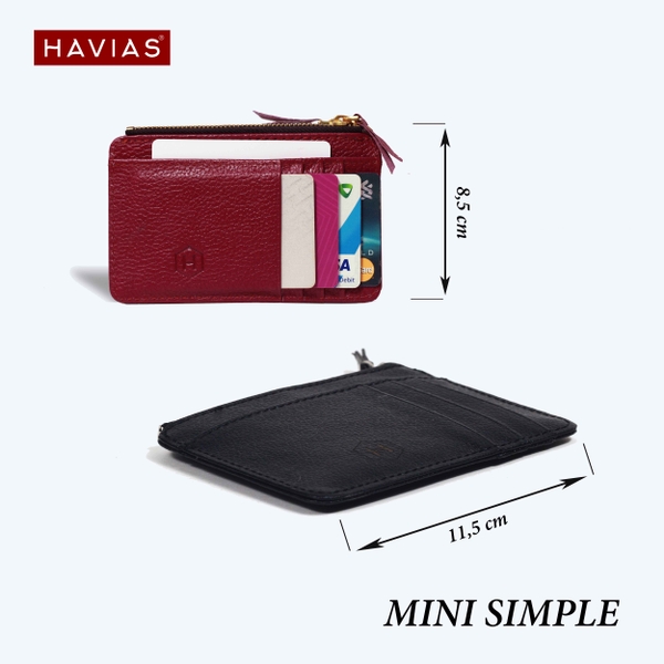 Kích thước bóp ví da thật mini simple havias