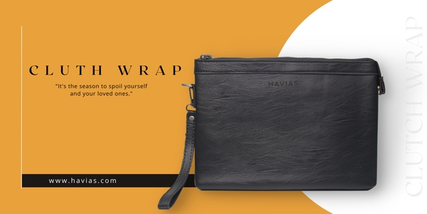 Clutch túi da cầm tay khóa kéo WRAP HAVIAS