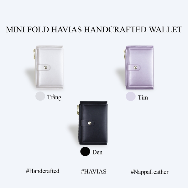 Bảng màu ví da Nappa gấp khóa kéo FOLD HAVIAS 