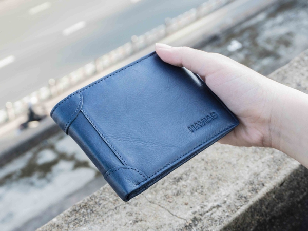 Ví da bò khoá kéo ngang LAZIP HAVIAS - Ví da bò nam size lớn