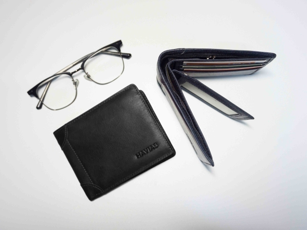 Ví da bò khoá kéo ngang LAZIP HAVIAS - Ví da bò nam size lớn