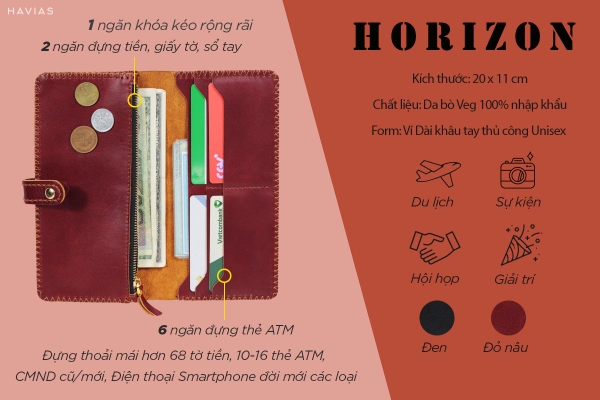 Ví-dài-Horizon-Handmade-Wallet-màu-đỏ-nâu-havias