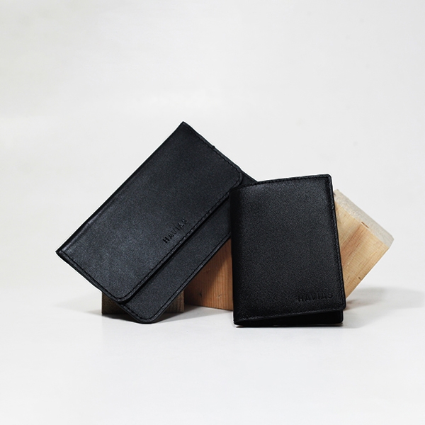 Bóp ví da thật nam nữ HAVIAS Couple Ví The Momo & Verzip Wallet Black