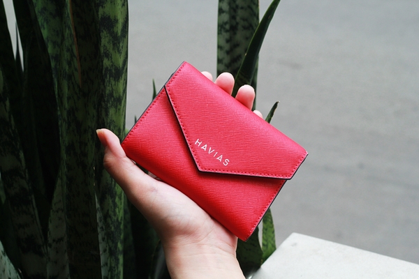 Bóp ví da thật nam nữ HAVIAS Couple Ví Heart2 Mini Wallet & Mini HAVIAS Pie Red