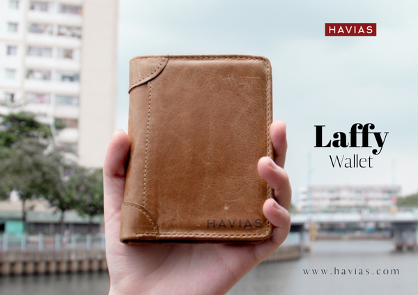 Ví da đứng Laffy Handcrafted Wallet Vàng Bò