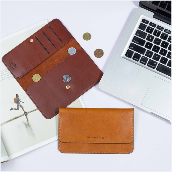 Bóp ví da thật nam nữ HAVIAS Couple Ví Da The Momo Handcrafted Wallet