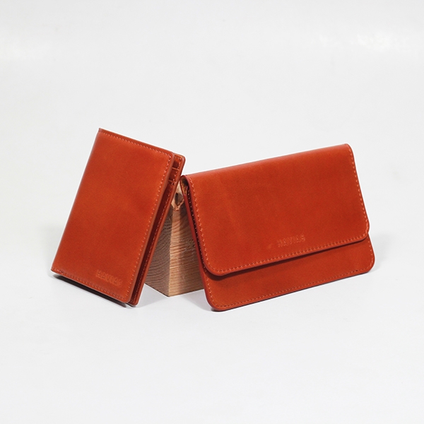 Bóp ví da thật nam nữ HAVIAS Couple Ví The Momo & Verzip Wallet Red Brown