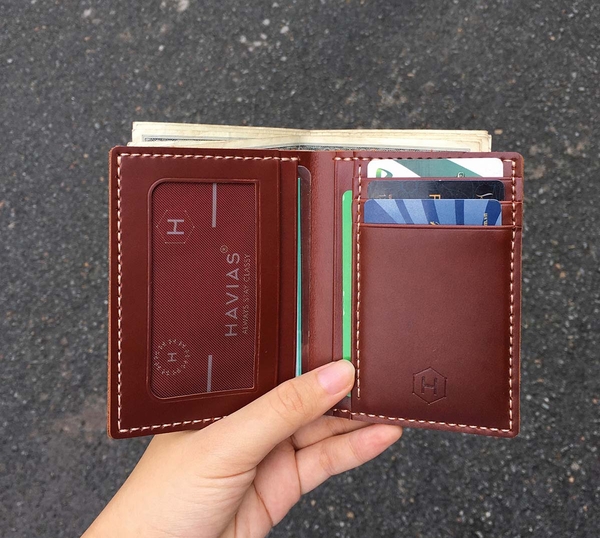 Couple Ví Venuta & Venumi Handcrafted Wallet Red Brown