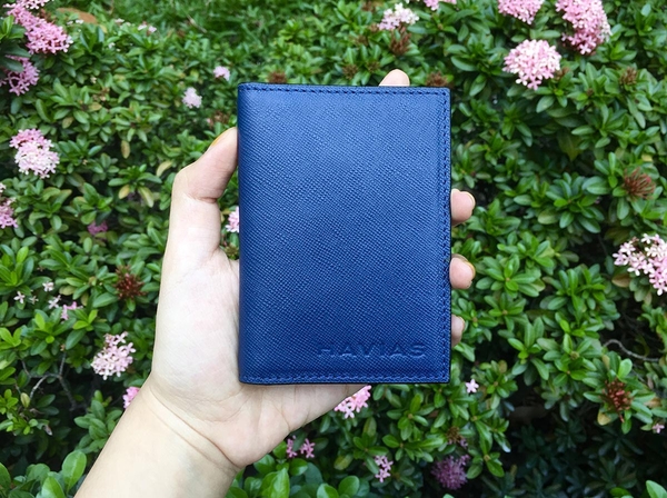 Bóp ví da thật nam nữ Ví Da Gapple Mini Wallet Xanh Navy