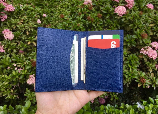 Bóp ví da thật nam nữ Ví Da Gapple Mini Wallet Xanh Navy