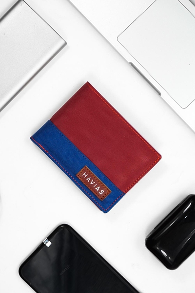 Bóp ví da thật nam nữ HAVIAS Ví vải Modern Fabric Wallet Đỏ Xanh dương