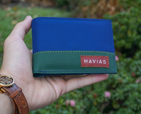 Bóp ví da thật nam nữ HAVIAS Ví vải Modern Fabric Wallet Xanh dương Xanh rêu