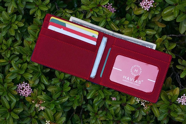 Bóp ví da thật nam nữ HAVIAS Ví vải Modern Fabric Wallet Đỏ