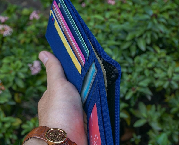 Bóp ví da thật nam nữ HAVIAS Ví vải Modern Fabric Wallet Xanh dương