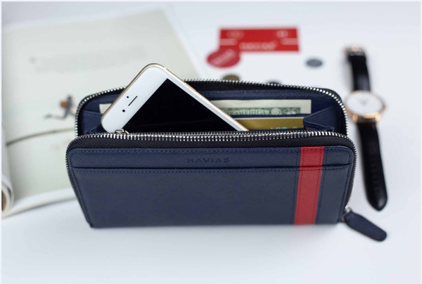 Bóp ví da thật nam nữ HAVIAS Couple Ví The Viva Zipped Long Wallet & Mini HAVIAS Pie2 Blue Navy