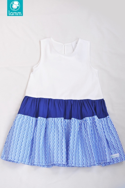 Váy thô ba đoạn trắng xanh sóng