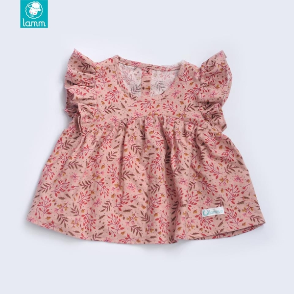 Áo thô cào bông ngực cong tay ngắn lá hồng