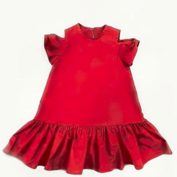 Váy linen đuôi cá trơn tay nơ đỏ