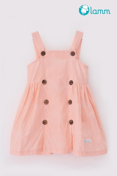 Váy thô hai dây khuy dọc trước cam nhạt-2LADYB