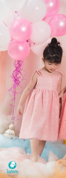 Váy thô xô hai dây hồng nhạt - 2XO