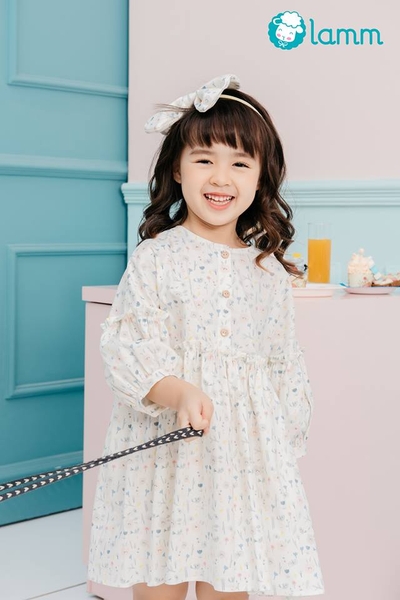 Váy hoa vintage tay bồng 100% organic