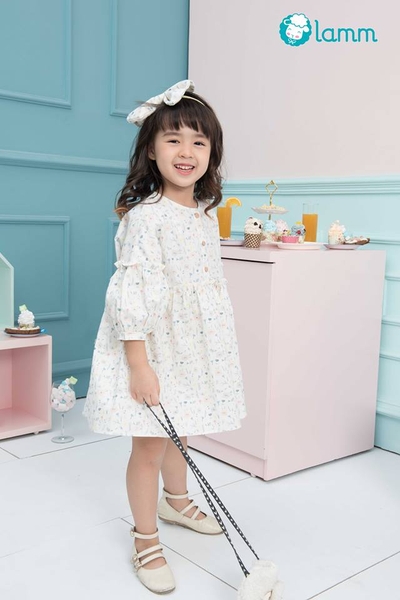 Váy hoa vintage tay bồng 100% organic