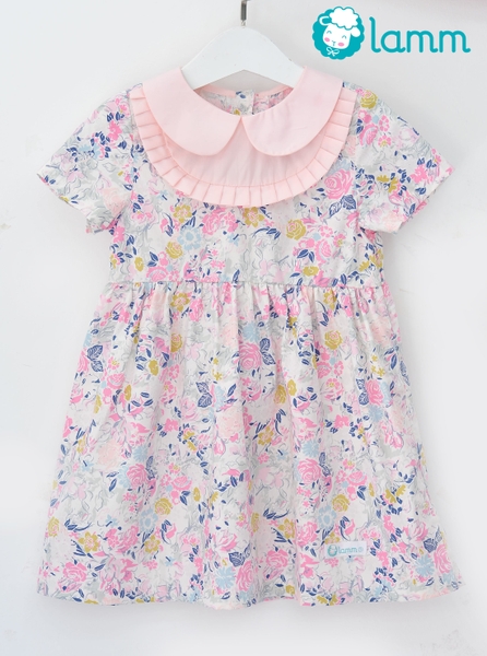 Váy thô yếm bán nguyệt nền hoa hồng tím ROSY