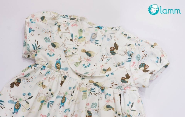 Váy thô V ngực hoa lá chim Vfloral