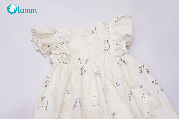 Váy thô bèo vai họa tiết mèo Starkitty