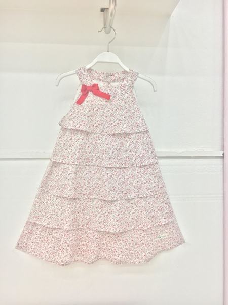 Váy thô cổ yếm 5 tầng hoa đỏ 5PURFLO