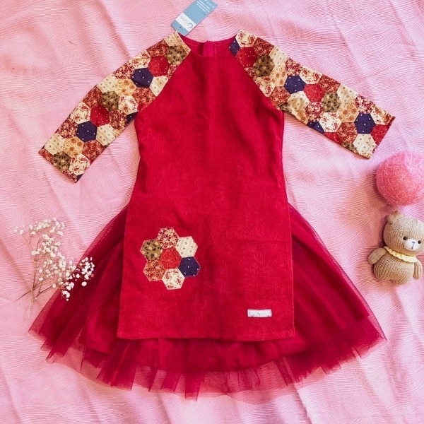 SET áo dài nhung giả quilt lục giác ADLG