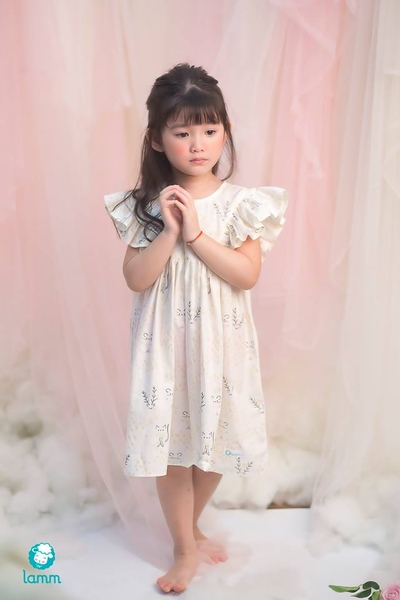 Váy thô bèo vai họa tiết mèo Starkitty