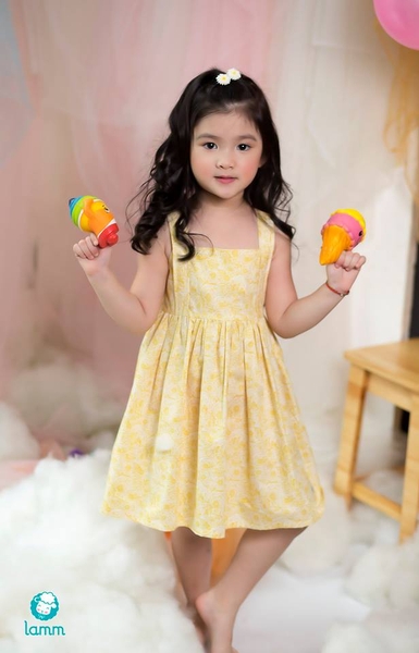 Váy thô 2 dây nối eo vàng 2Goldrose