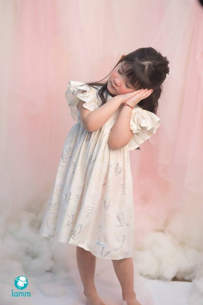 Váy thô bèo vai họa tiết mèo Starkitty