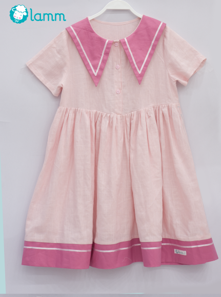Váy thô lá cổ nhọn hồng tím PURPINK