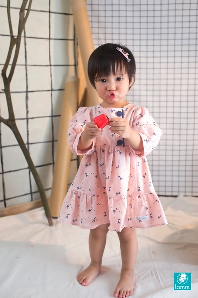 Váy thô 3 nơ 3 đoạn con hươu hồng DEER