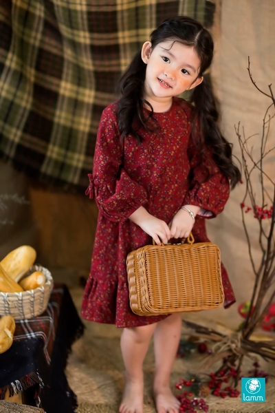 Váy thô cào bông tay nối đuôi cá hoa đỏ - REDHOOD