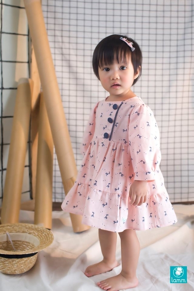 Váy thô 3 nơ 3 đoạn con hươu hồng DEER