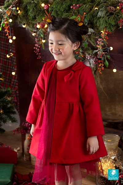 Áo dạ lì cổ nơ đỏ  DA19NO