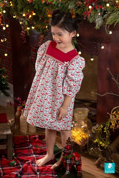 Váy thô cổ vuông hươu đỏ REDDEER