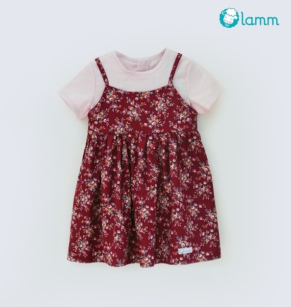 CHIE đỏ - Váy thô Hàn hai dây phối áo linen hoa đỏ