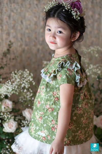 Áo thô Hàn hoa xanh ren GREENLACE