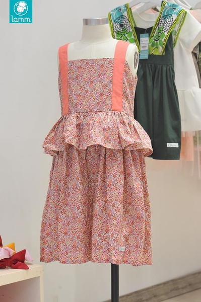 Váy hai dây peplum hoa cam dây cam 2PEPCA