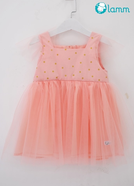 Váy thô chấm bi phối voan hồng - BABYPINK
