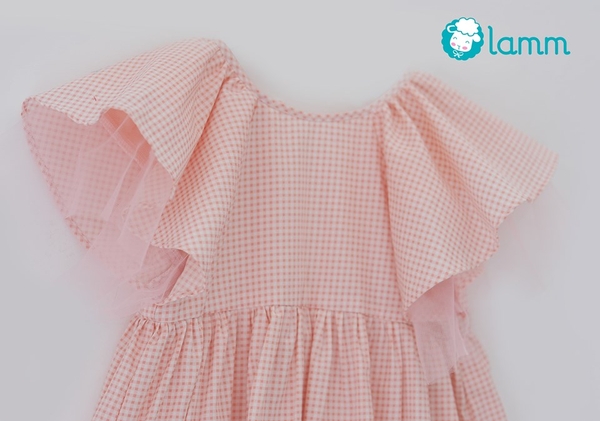 Váy thô tay phối voan kẻ caro CAROVOAN