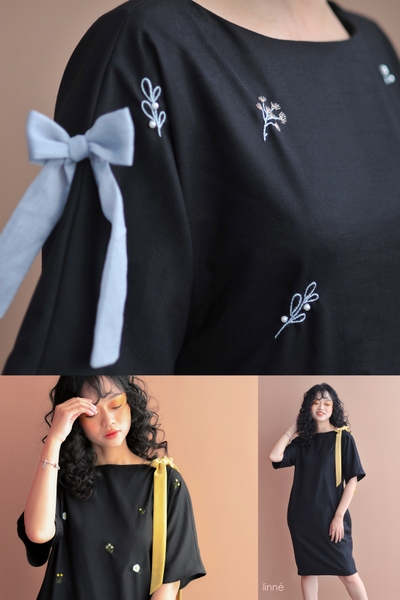 Váy đũi đen đính ngọc trai