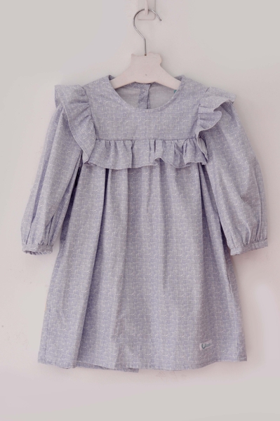 Váy thô bèo vuông xanh xước